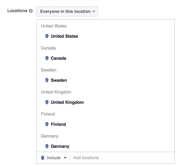 Facebook countries