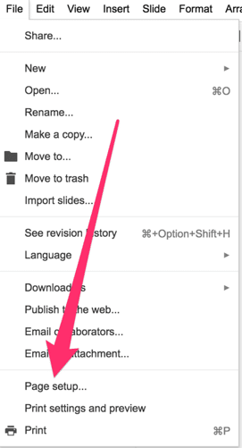 Google Slides page setup