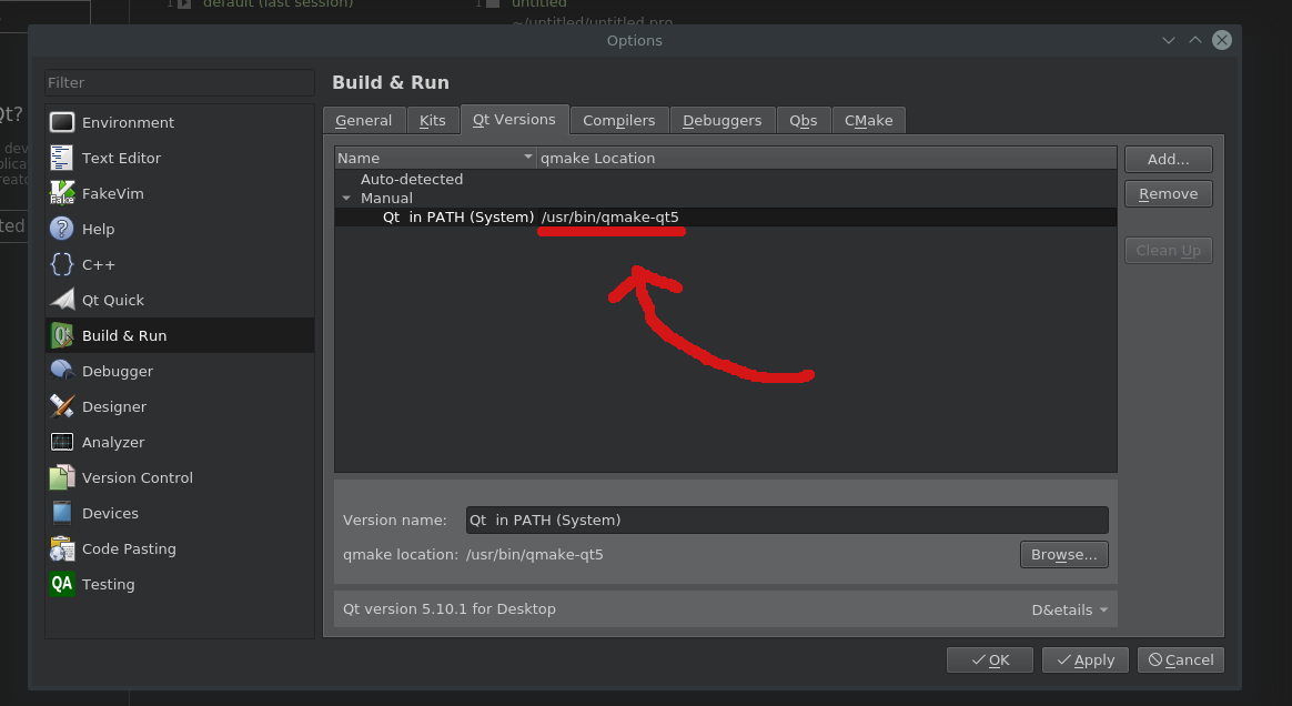 Settings to change in Qt Creator